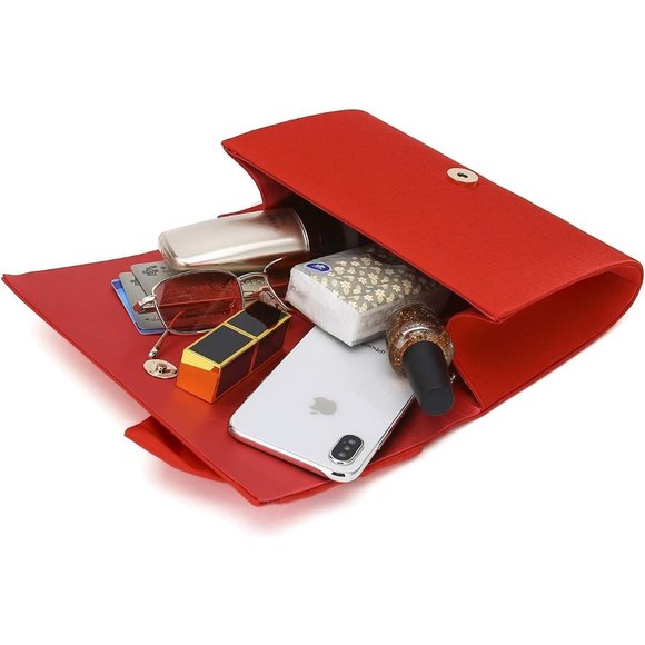 Women Satin Shimmering Bow Flap Formal Party Evening Clutch - Picture 4 of 7